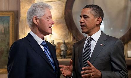 Presidents Bill Clinton and Barack Obama
