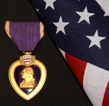 Purple Heart and American Flag