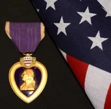 Purple Heart and American Flag