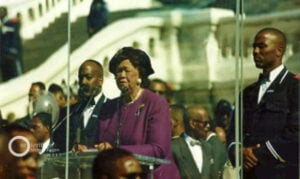 Dr. Dorothy I. Height giving a speech